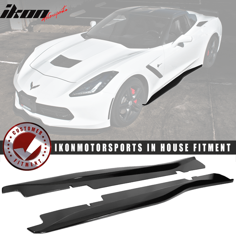 2014 - 2019 Chevy Corvette C7 Z06 Style Side Skirts ABS Gloss BlackIkon Motorsports