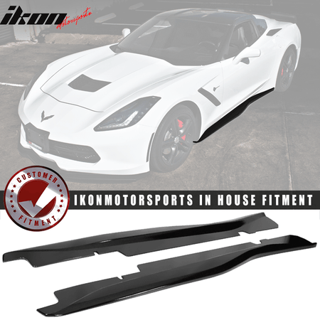 2014 - 2019 Chevy Corvette C7 Z06 Style Side Skirts ABS Gloss BlackIkon Motorsports