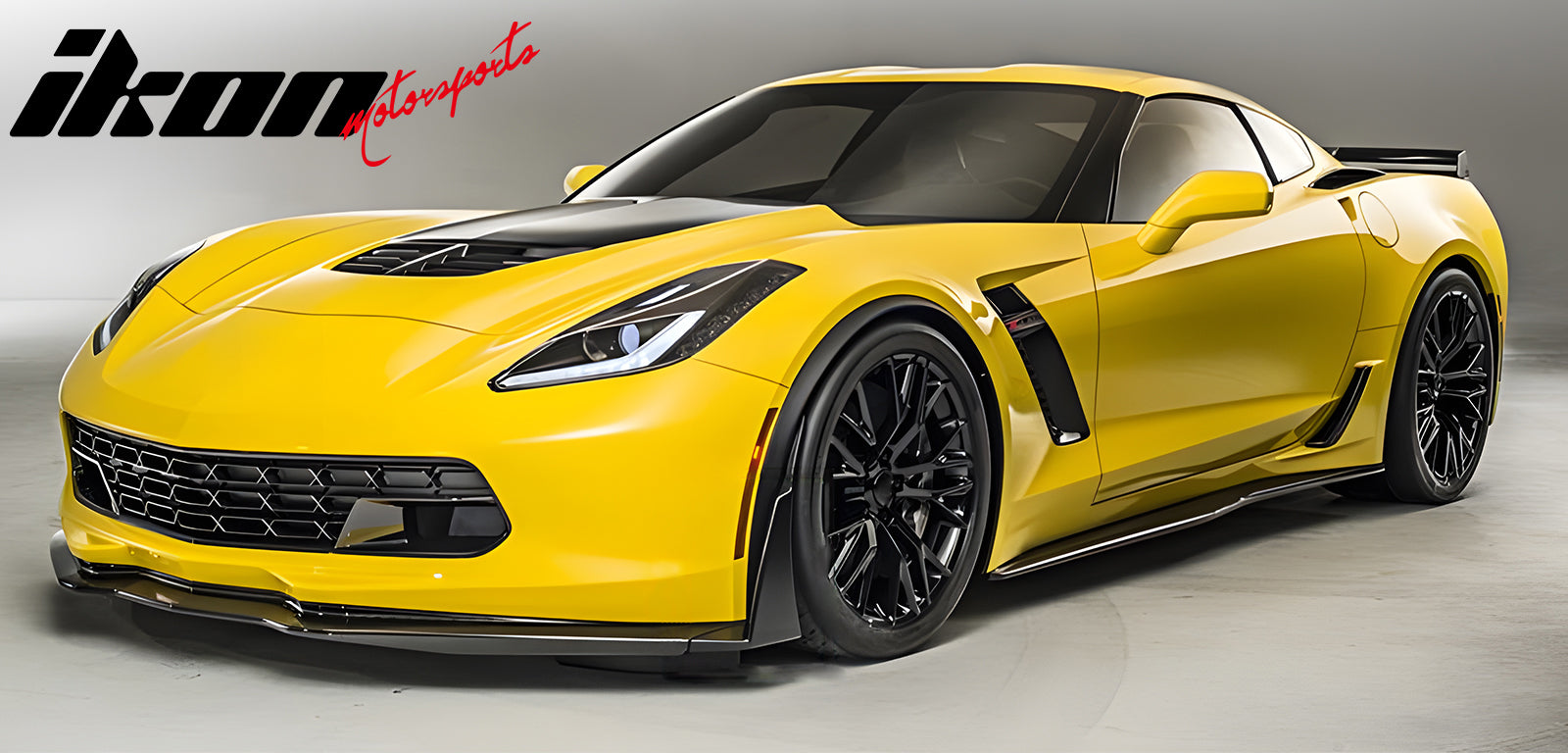 Fits 14-19 Chevy Corvette C7 Z06 Stage 3 Front Bumper Splitter Side Winglets PU