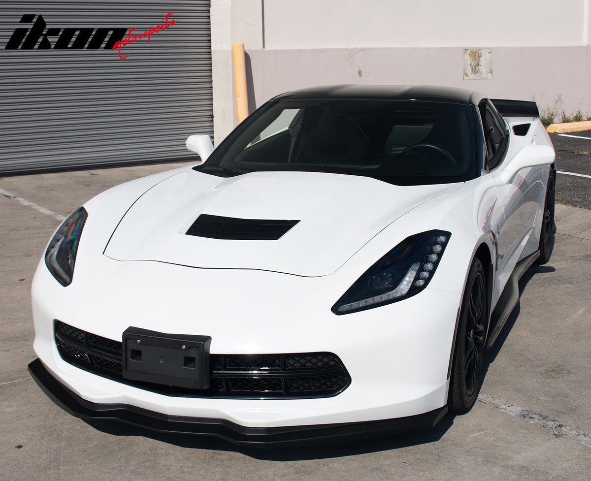 Fits 14-19 Chevrolet Corvette Front Bumper Lip Spoiler Splitter Kit Unpainted PU