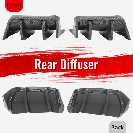 Fits 14-19 Corvette C7 IKON Style Rear Bumper Diffuser Lip PP Carbon Fiber Print