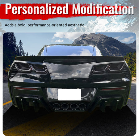 Fits 14-19 Corvette C7 IKON Style Rear Bumper Diffuser Lip PP Carbon Fiber Print