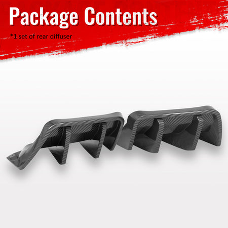 Fits 14-19 Corvette C7 IKON Style Rear Bumper Diffuser Lip PP Carbon Fiber Print