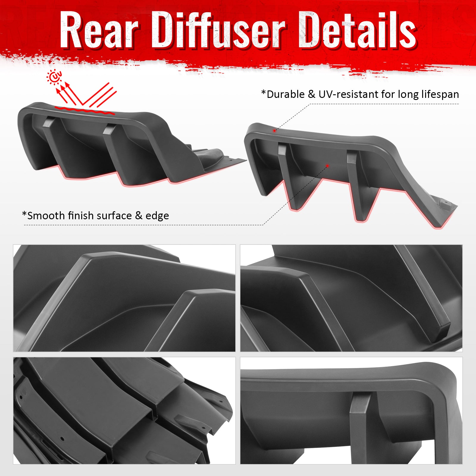 Fits 14-19 Chevrolet Corvette C7 IKON Rear Bumper Diffuser Lip PP
