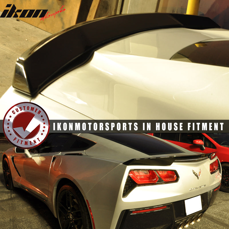 IKON MOTORSPORTS, Trunk Spoiler Compatible With 2014-2019 Chevrolet Corvette C7, ABS Plastic OE Painted Color Rear Trunk Lid Spoiler Wing Lip