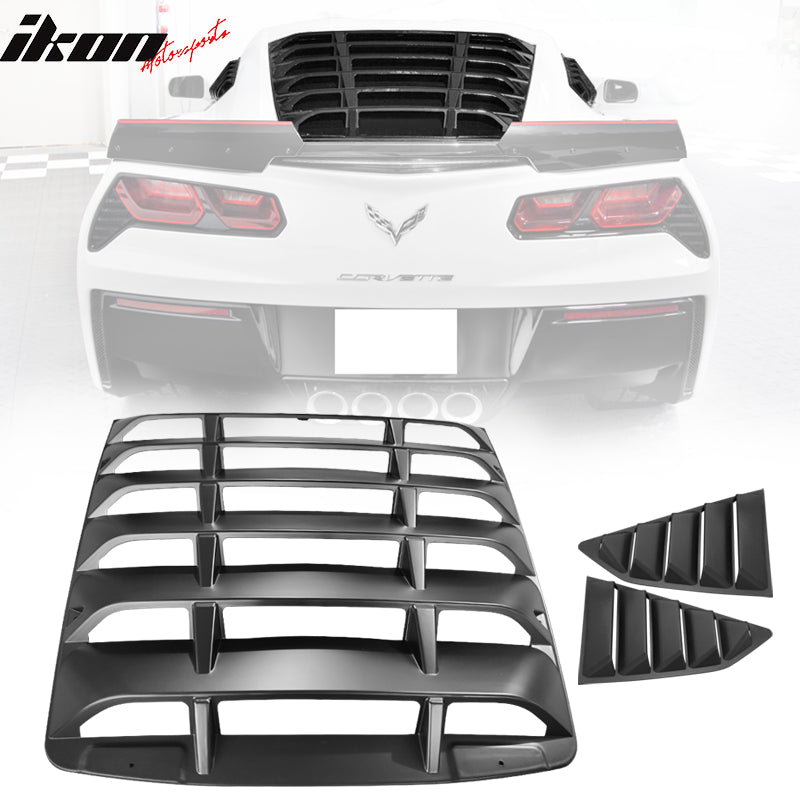2014-2019 Chevy Corvette C7 Classic Style Side Rear Window Louvers ABS