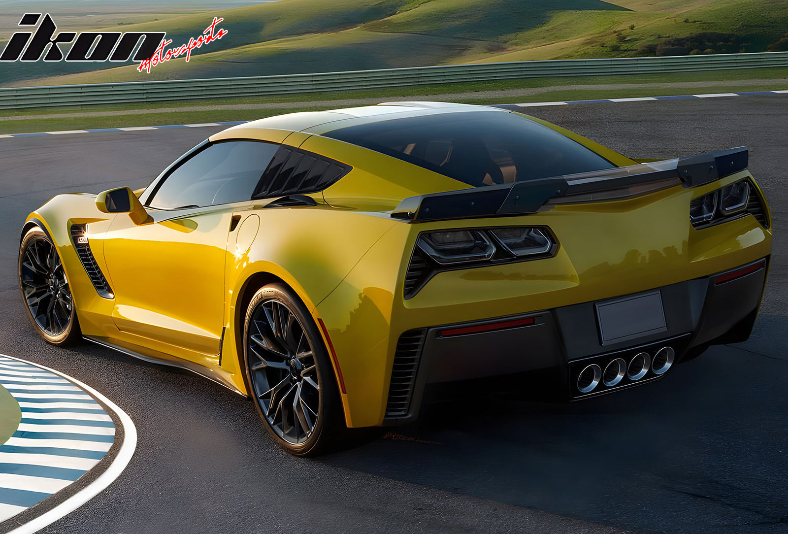 IKON MOTORSPORTS Side Window Louver, Compatible with 2014-2019 Chevrolet Corvette C7 Coupe, V2 Style PC Polycarbonate Unpainted Black Rear Air Vent Scoop Shades Cover Blinds Trim