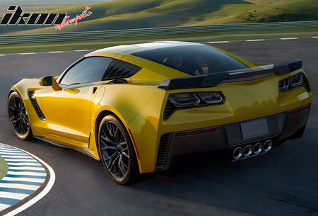 IKON MOTORSPORTS Side Window Louver, Compatible with 2014-2019 Chevrolet Corvette C7 Coupe, V2 Style PC Polycarbonate Unpainted Black Rear Air Vent Scoop Shades Cover Blinds Trim