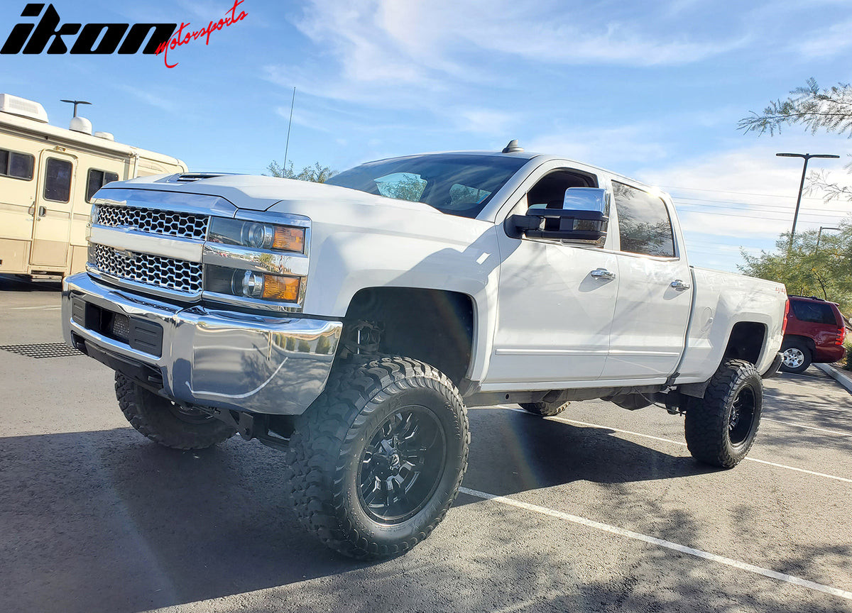 IKON MOTORSPORTS Door Handle Cover W/ 1-Keyhole, Compatible with 2014-2019 Chevrolet Silverado GMC Sierra 1500 2500HD 3500HD, ABS Chrome Door Handle Protector Cap Front Rear Door Handle Covers