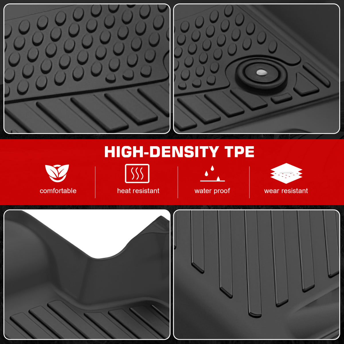 Fits 14-19 Chevy Silverado& GMC Sierra 1500 2500 3500 Crew Cab Floor Mats TPE