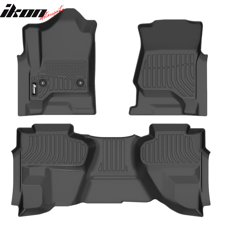 Floor Mats for Chevy Silverado& GMC Sierra 1500 2500HD 3500HD Double Cab 2014-2019 All Weather Carpets Liner Guard TPE 3PCS Set