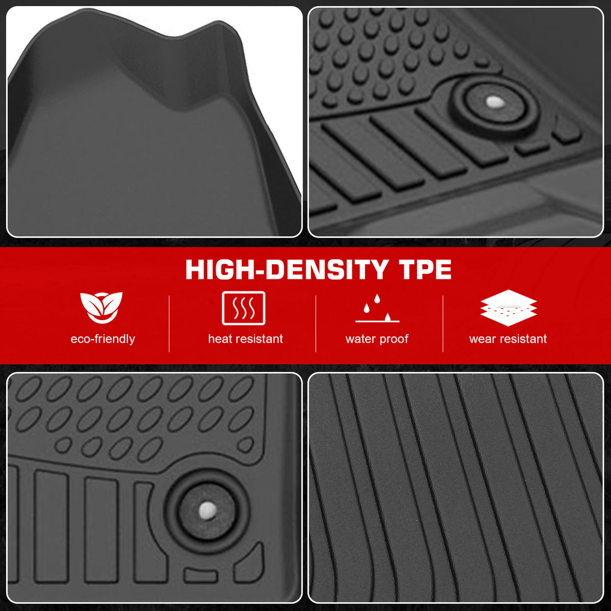 Fits 14-19 Chevy Silverado& GMC Sierra 1500 2500 3500 Double Cab Floor Mats TPE