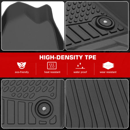 Fits 14-19 Chevy Silverado& GMC Sierra 1500 2500 3500 Double Cab Floor Mats TPE