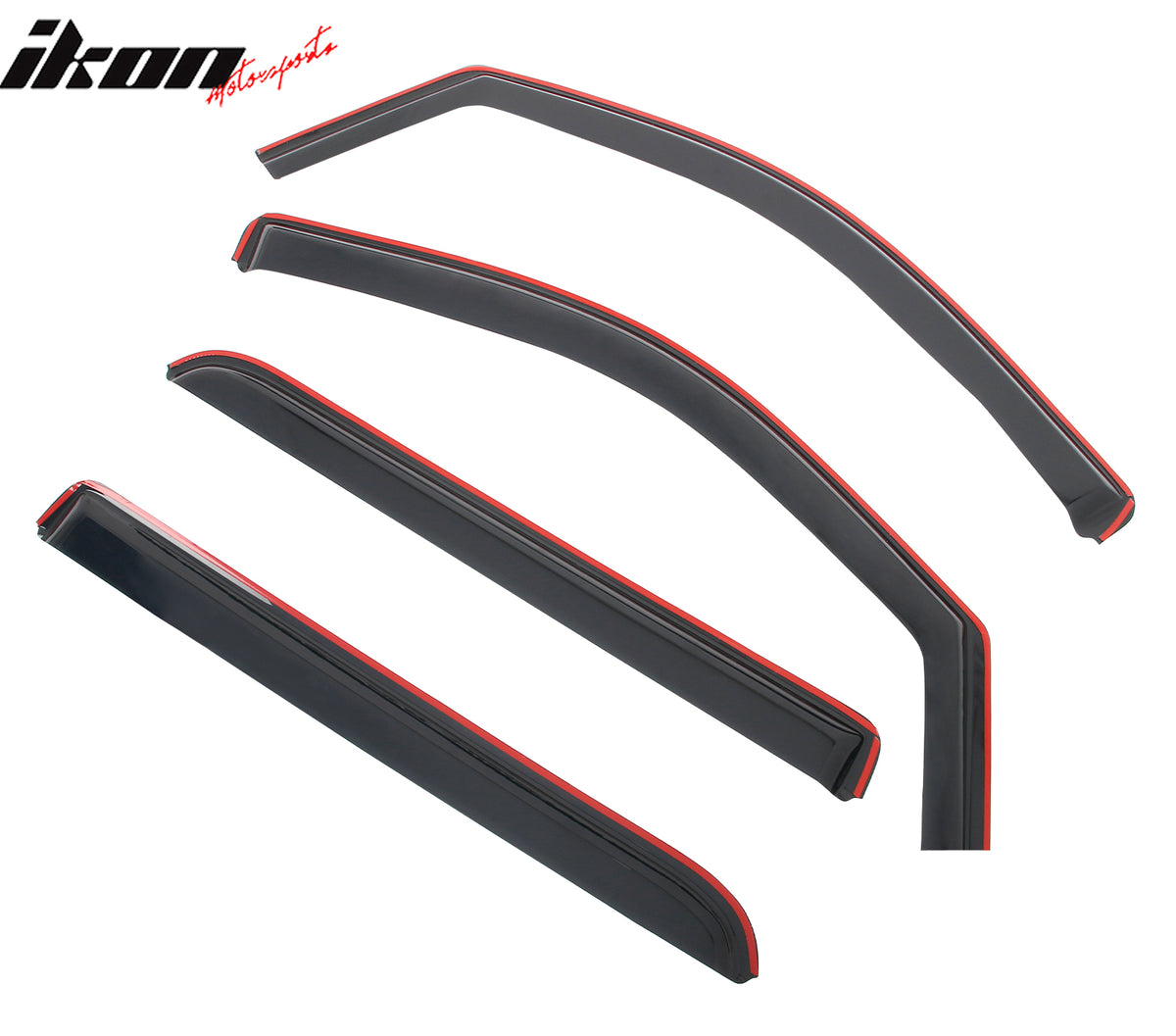 IKON MOTORSPORTS In Channel Window Visors Compatible with 2014-2018 Chevy Silverado GMC Sierra 1500 & 2015-2019 2500 3500 HD Crew Cab, Acrylic Smoke/Tinted Rain Guards, Side Window Wind Deflectors 4PC