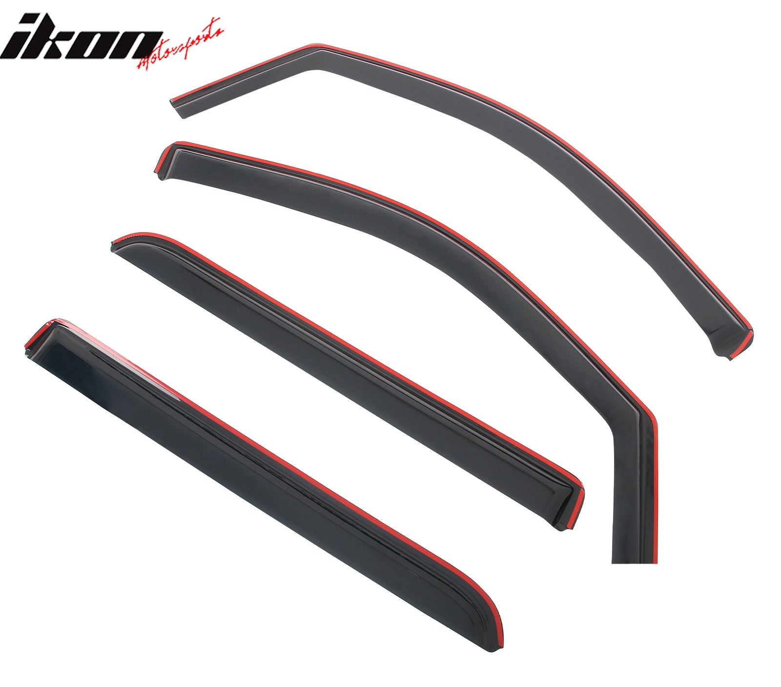 IKON MOTORSPORTS In Channel Window Visors Compatible with 2014-2018 Chevy Silverado GMC Sierra 1500 & 2015-2019 2500 3500 HD Crew Cab, Acrylic Smoke/Tinted Rain Guards, Side Window Wind Deflectors 4PC