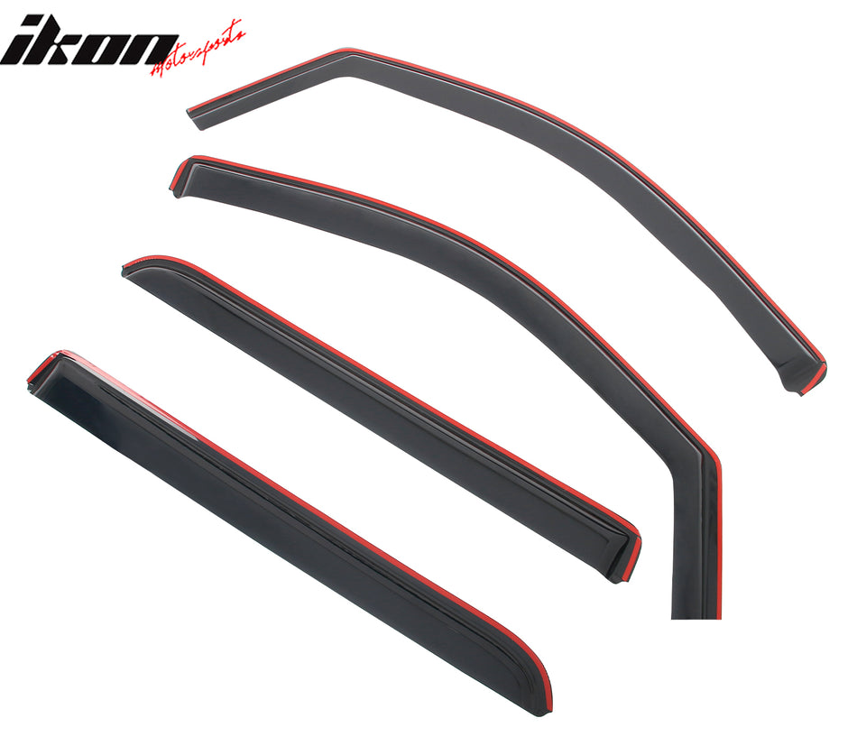 IKON MOTORSPORTS In Channel Window Visors Compatible with 2014-2018 Chevy Silverado GMC Sierra 1500 & 2015-2019 2500 3500 HD Crew Cab, Acrylic Smoke/Tinted Rain Guards, Side Window Wind Deflectors 4PC