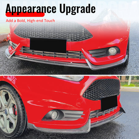 Fits 14-19 Ford Fiesta ST & ST Line IKON Front Bumper Lip Carbon Fiber Print 3PC
