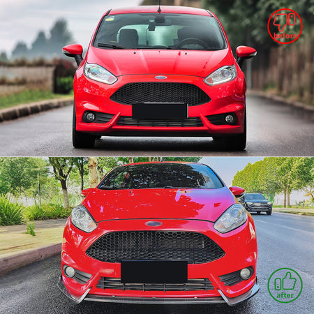 Fits 14-19 Ford Fiesta ST & ST Line IKON Front Bumper Lip Carbon Fiber Print 3PC