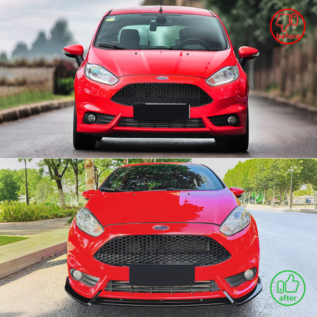 Fits 14-19 Ford Fiesta ST & ST Line IKON Style Front Bumper Lip Gloss Black 3PCS