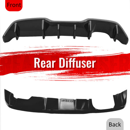 Fits 14-19 Ford Fiesta ST & ST Line IKON Style Rear Bumper Diffuser Gloss Black