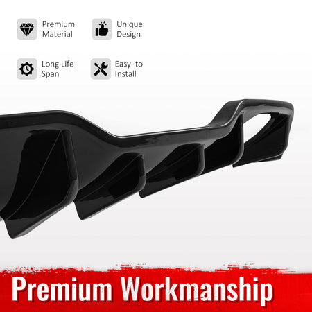 Fits 14-19 Ford Fiesta ST & ST Line IKON Style Rear Bumper Diffuser Gloss Black