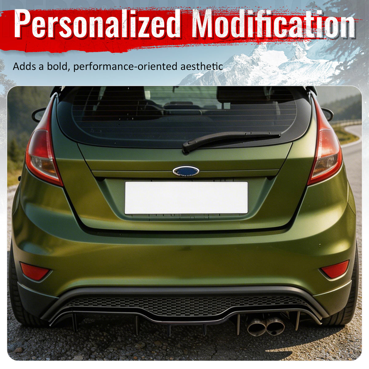 Fits 14-19 Ford Fiesta ST & ST Line IKON Style Rear Bumper Diffuser Gloss Black