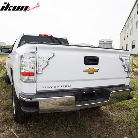 Fits 14-19 Silverado 1500 2500 3500 LED Tail Lights Clear Lens