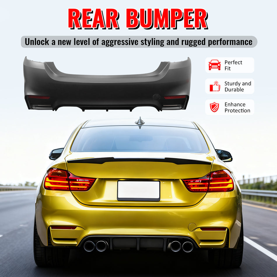 Fits 14-20 BMW F32 4 Series 420i 428i M4 Style Rear Bumper Cover Replacement PP