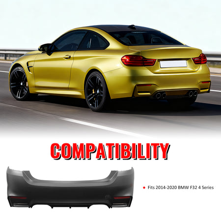 Fits 14-20 BMW F32 4 Series 420i 428i M4 Style Rear Bumper Cover Replacement PP