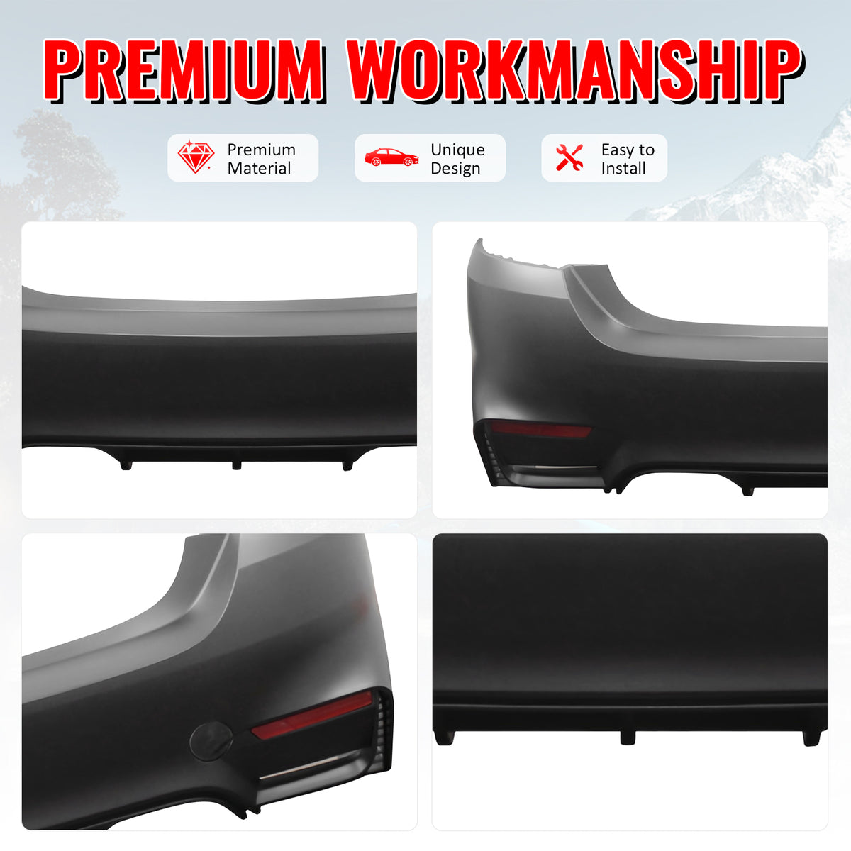 Fits 14-20 BMW F32 4 Series 420i 428i M4 Style Rear Bumper Cover Replacement PP