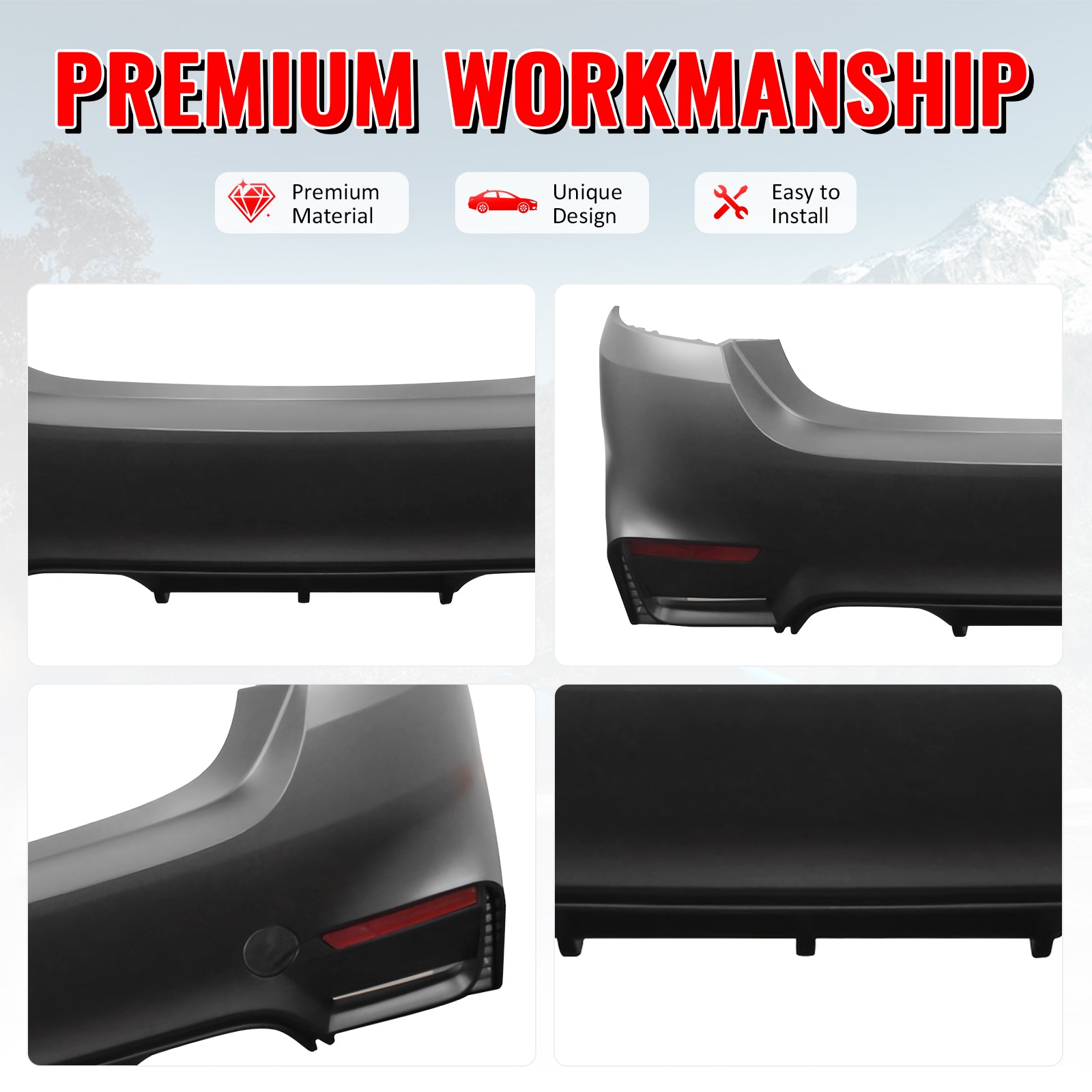 Fits 14-20 BMW F32 4 Series 420i 428i M4 Style Rear Bumper Cover Replacement PP