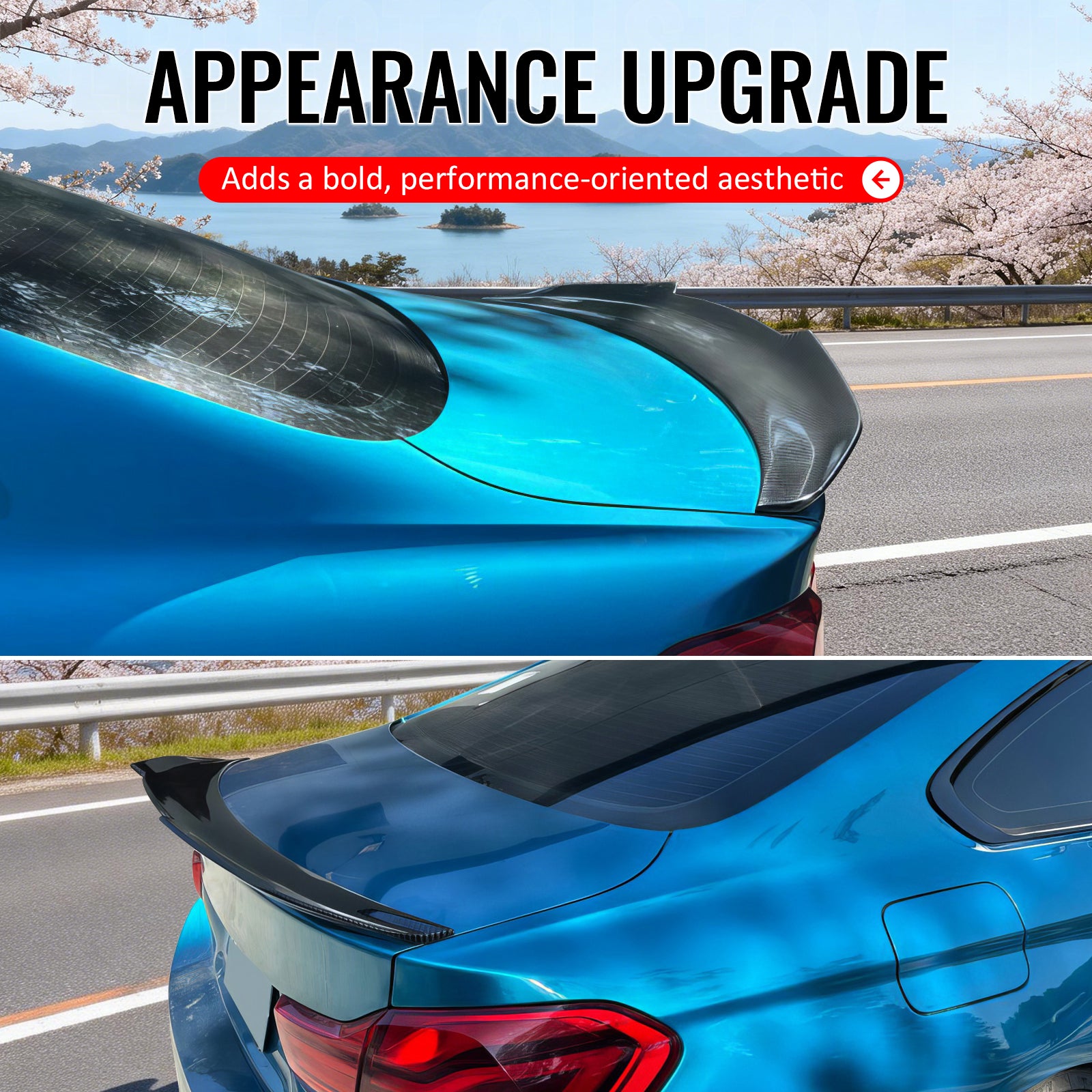 Fits 14-20 BMW F32 4-Series Coupe PSM Style Trunk Spoiler Lip Carbon Fiber Print
