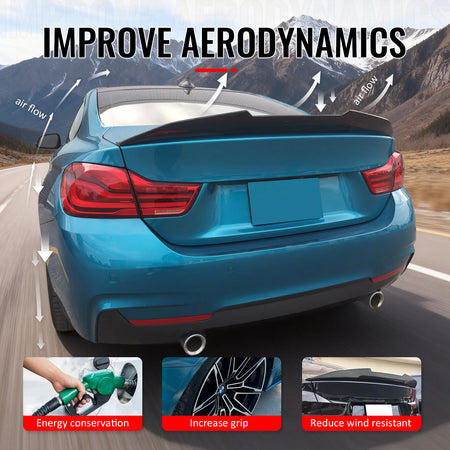 Fits 14-20 BMW F32 4-Series Coupe PSM Style Trunk Spoiler Lip Carbon Fiber Print