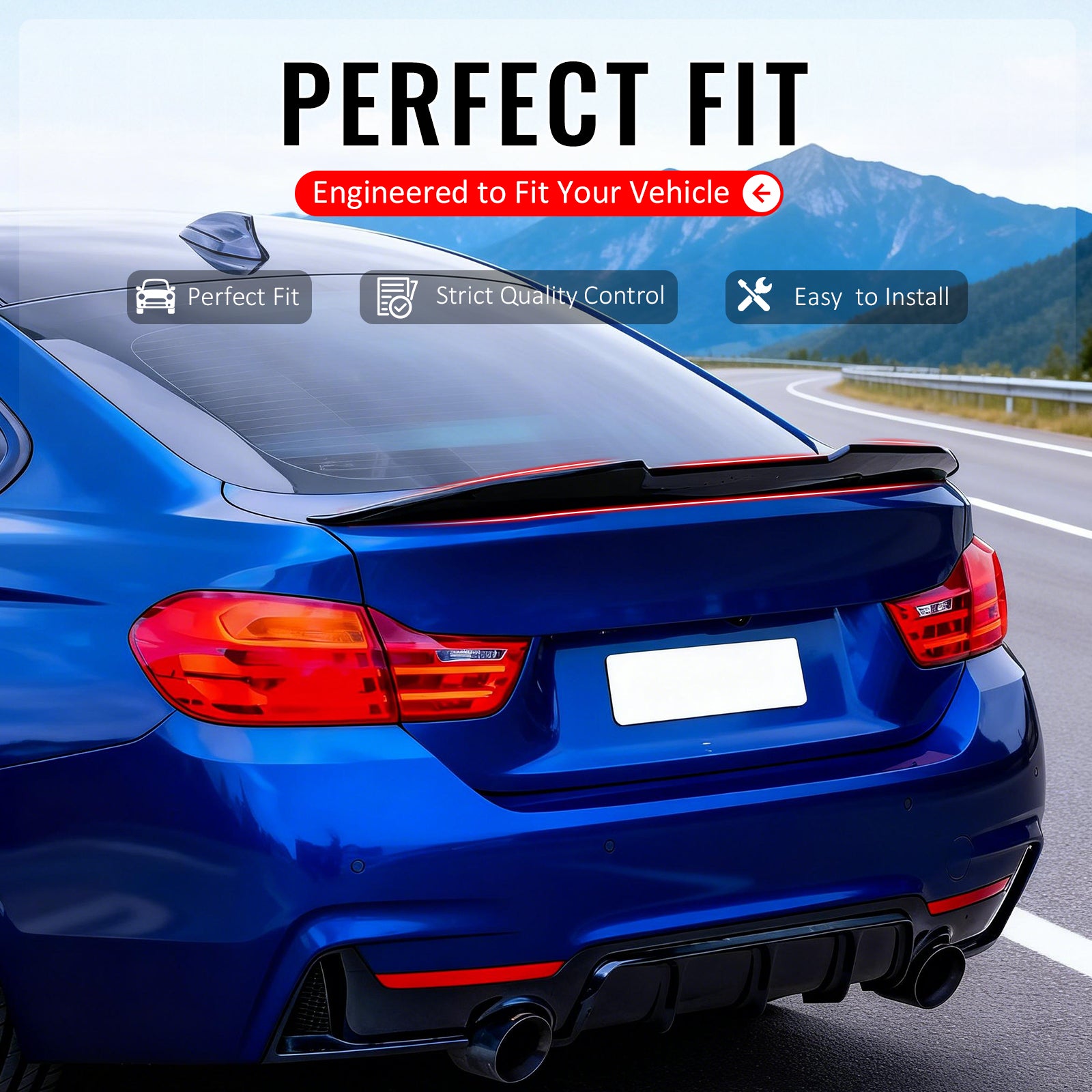 IKON MOTORSPORTS, Trunk Spoiler Compatible with 2014-2020 BMW F32 4-Series Coupe, Gloss Black PSM Style ABS Plastic Rear Trunk Lid Spoiler Wing Lip