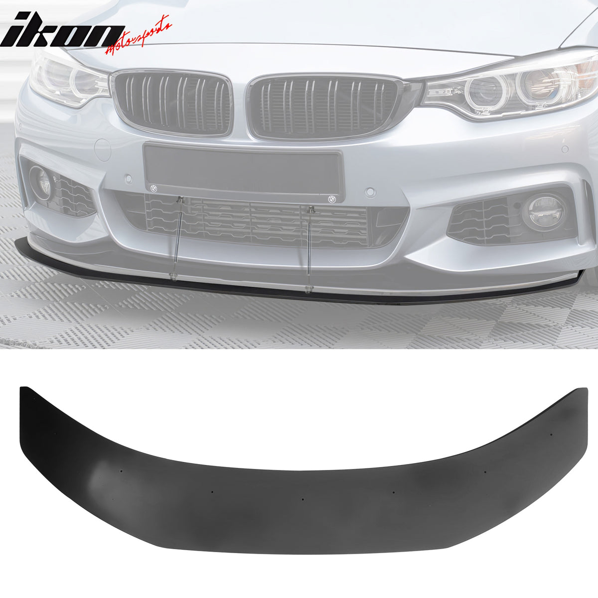 For 14-20 BMW 4-Series M Sport MX Style Front Lip Splitter w/ Gunmetal Strut Rod