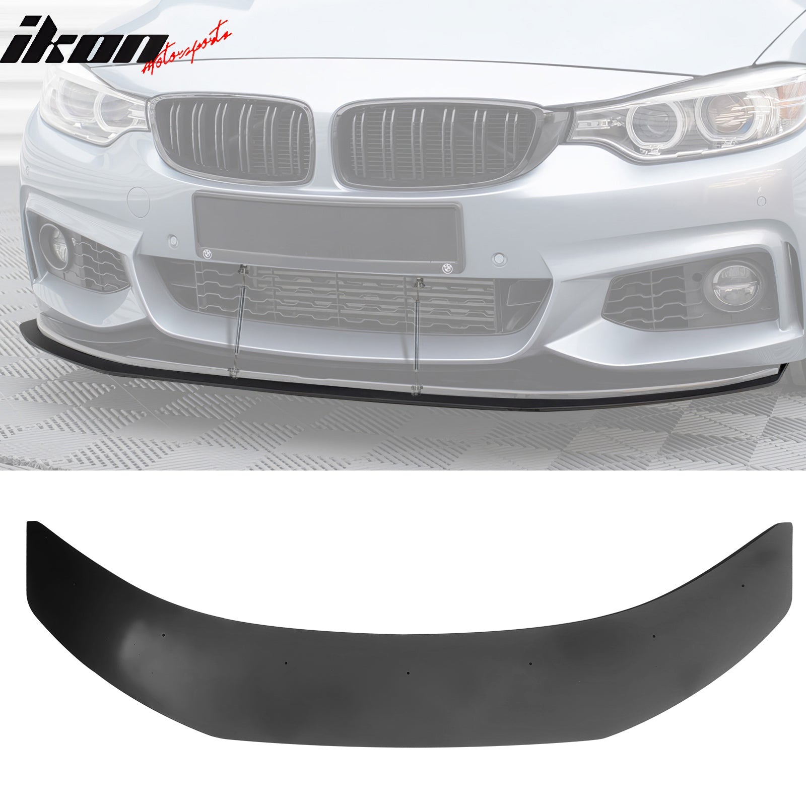 For 14-20 BMW 4-Series M Sport MX Style Front Lip Splitter w/ Gunmetal Strut Rod