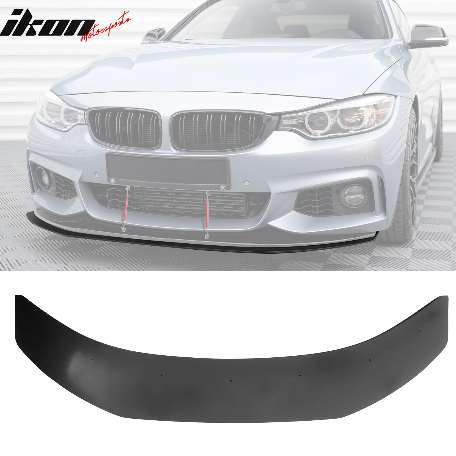 Fits 14-20 BMW 4-Series M Sport MX Style Front Lip + Splitter w/ Red Strut Rod