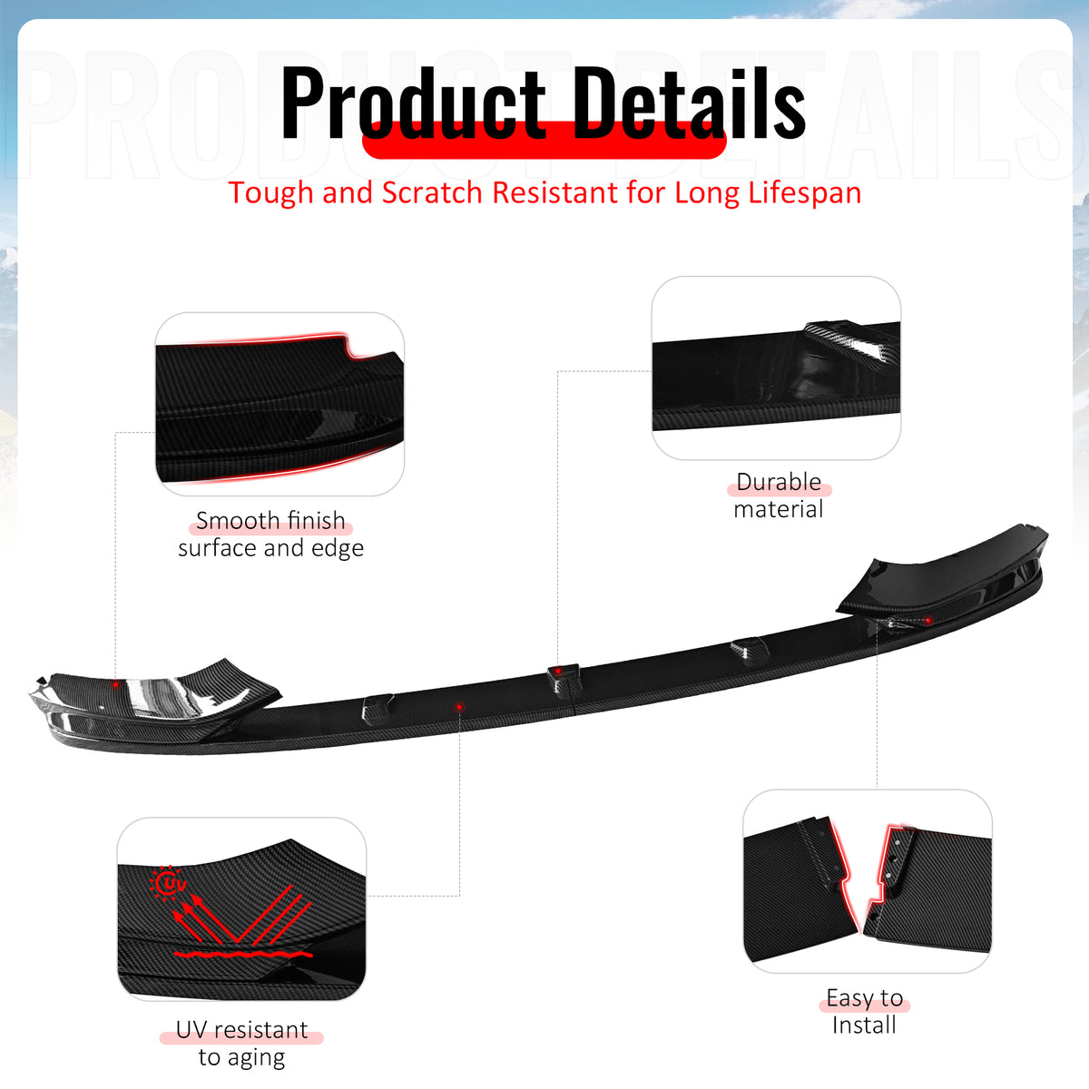 Fits 14-20 F32 F33 F36 4-Series 2/4 Door M Sport MP Front Lip Carbon Fiber Print