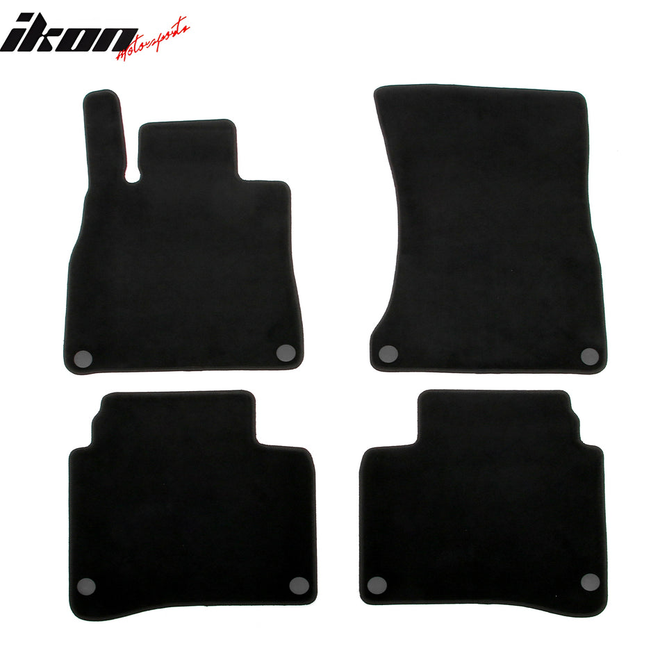 IKON MOTORSPORTS, Nylon Car Floor Mats Compatible with 2014-2020 Mercedes-Benz S-Class W222 Sedan, OE Fitment Style Black Driver Passenger Car Carpets, Front Rear 4PCS Full Set