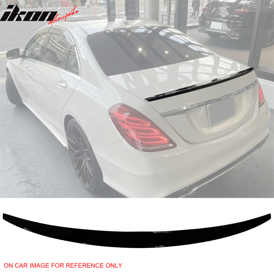 IKON MOTORSPORTS, Trunk Spoiler Compatible with 2014-2020 Mercedes-Benz W222 S-Class Sedan 4-Door, AMG Style ABS Plastic Rear Trunk Lid Spoiler Wing Lip