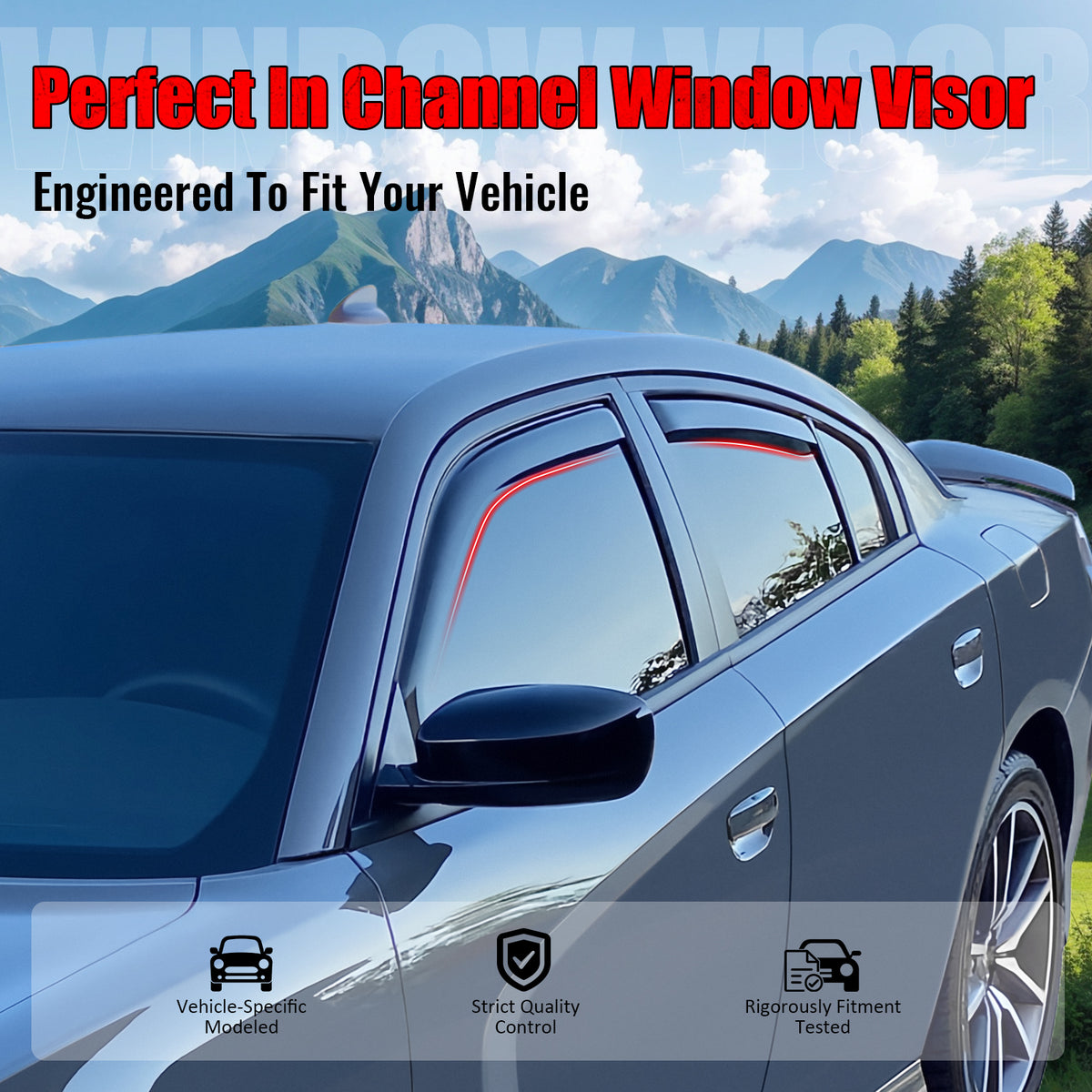 IKON MOTORSPORTS In Channel Window Visors Compatible with 2014-2020 Mitsubishi Outlander/2018-2022 Outlander PHEV, Acrylic Black Rain Guards, Side Window Wind Deflectors 4PCS