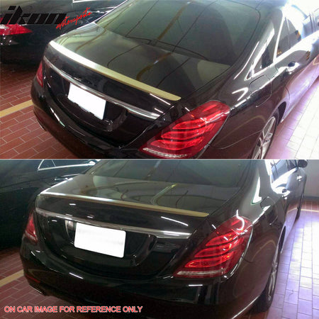 IKON MOTORSPORTS, Trunk Spoiler Compatible with 2014-2020 Mercedes-Benz W222 S-Class Sedan 4-Door, OE Style Painted #Black ABS Plastic Rear Trunk Lid Spoiler Wing Lip
