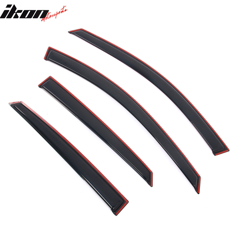 IKON MOTORSPORTS In Channel Window Visors Compatible with 2014-2020 Chevrolet Impala, Slim Style Acrylic Smoke Rain Guards, Side Window Wind Deflectors 4PCS