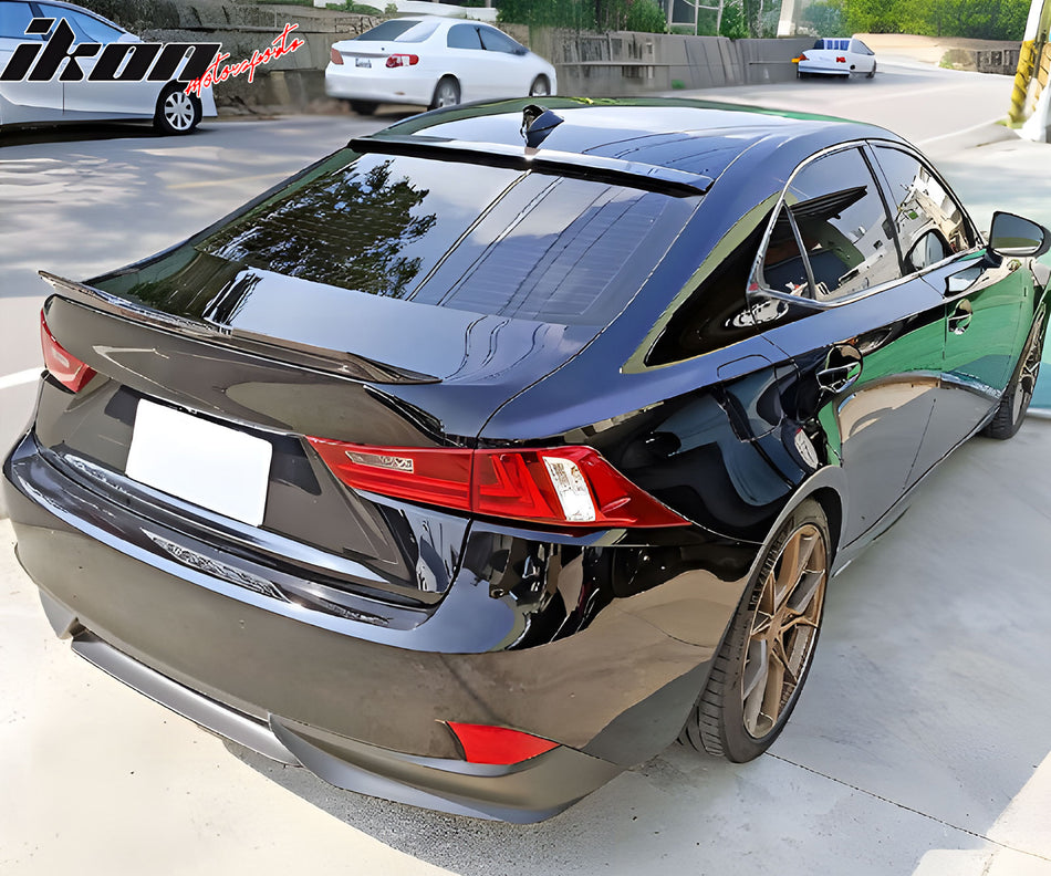 IKON MOTORSPRTS, Trunk Spoiler Compatible With 2014-2020 Lexus IS F IS200t IS250 IS300 IS350 4-Door Sedan, V Style Rear Boot Deck Lid Wing Real Carbon Fiber Tail Trim Lip 1PC, 2015 2016 2017 2018 2019