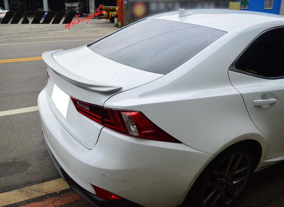 IKON MOTORSPORTS, Trunk Spoiler Compatible with 2014-2020 Lexus IS200t IS250 IS300 IS350 Sedan, F Style Carbon Fiber CF Rear Trunk Lid Spoiler Wing Lip