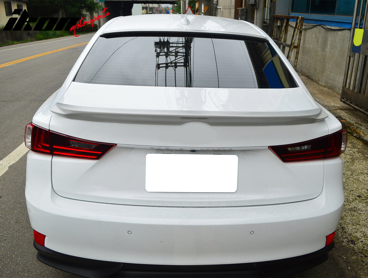 IKON MOTORSPORTS, Rear Window Roof Spoiler Compatible with 2014-2020 Lexus IS Class IS F IS200t IS250 IS300 IS350 Sedan 4Dr, F-Sport Style Unpainted Gray ABS Top Roofline Windshield Visor Spoiler Wing