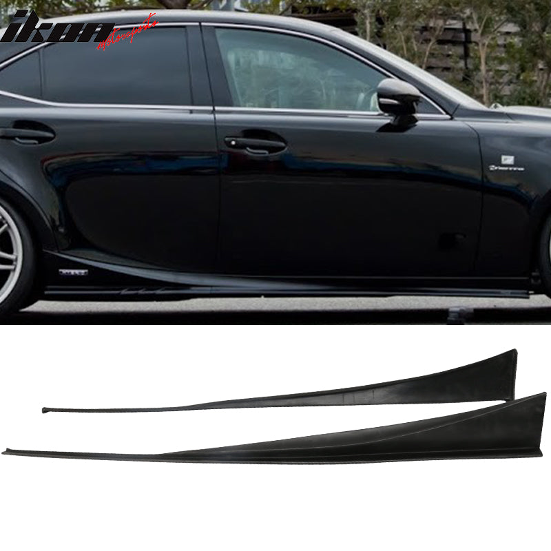 IKON MOTORSPORTS Side Skirts Compatible With 2014-2020 Lexus IS200t IS250 IS300 IS350 Sedan 4-Door, IKON Style Black PU Sideskirt Rocker Moulding Air Dam Chin Diffuser Bumper Lip Splitter 2015 2016