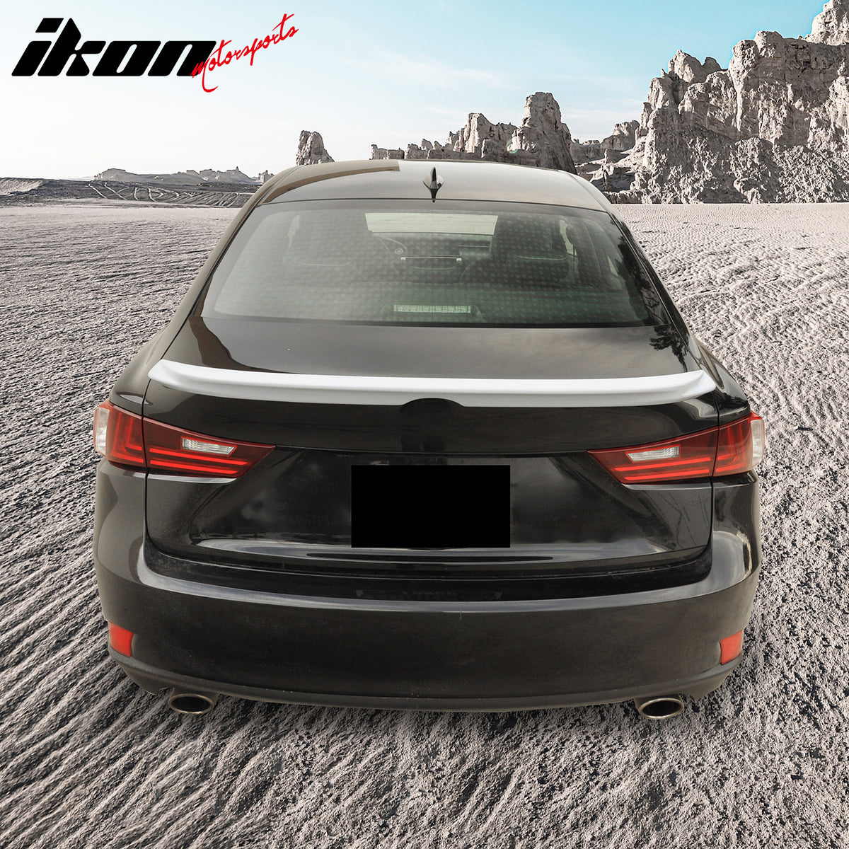 IKON MOTORSPORTS, Trunk Spoiler Compatible with 2014-2020 Lexus IS200t IS250 IS300 IS350 Sedan 4-Door, F-Sport Style Unpainted Gray ABS Plastic Rear Trunk Lid Spoiler Wing Lip