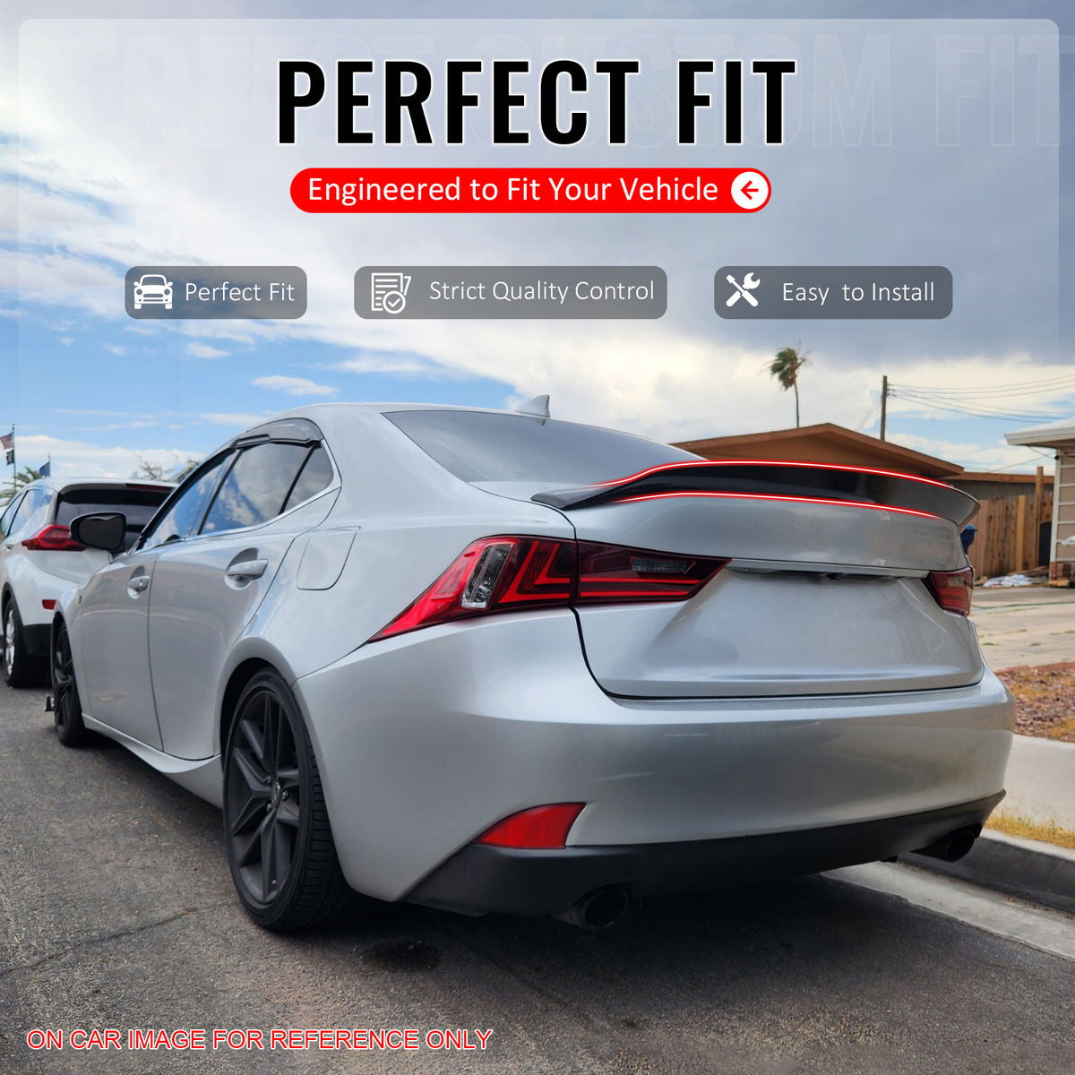 IKON MOTORSPORTS, Trunk Spoiler Compatible with 2014-2020 Lexus IS200t IS250 IS300 IS350 Sedan Only, AR Style Matte Black ABS Plastic Add-on Rear Trunk Lid Spoiler Wing Lip 1Piece
