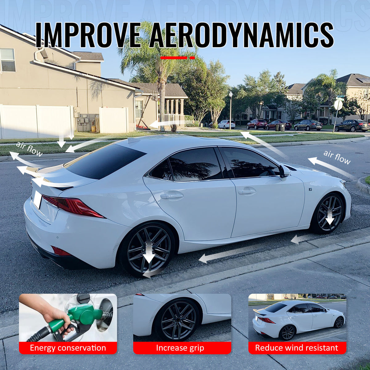 Fits 14-20 IS200t IS250 IS300 IS350 4DR Trunk Spoiler Matte Black AR Style ABS